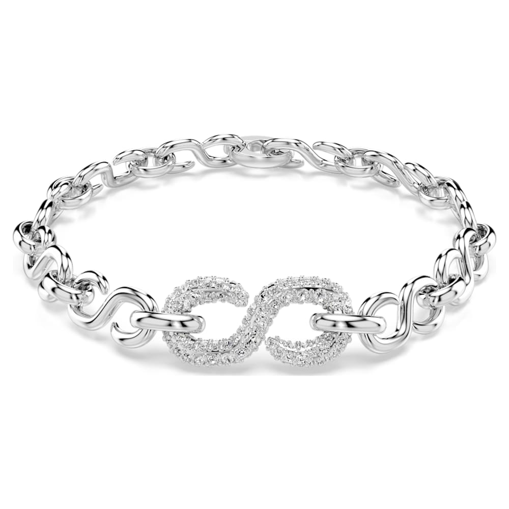 Dextera bracelet, Round cut, White, Rhodium plated image 1