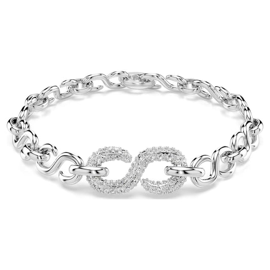 Dextera bracelet, Round cut, White, Rhodium plated image 1