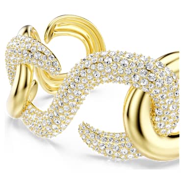 Dextera cuff, Round cut, White, 18K gold finish image 2
