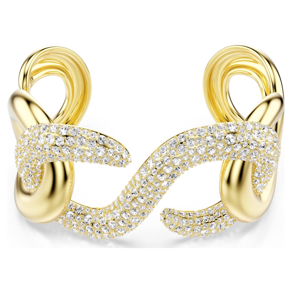 Dextera cuff, Round cut, White, 18K gold finish image 1