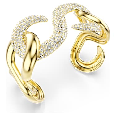 Dextera cuff, Round cut, White, 18K gold finish image 3