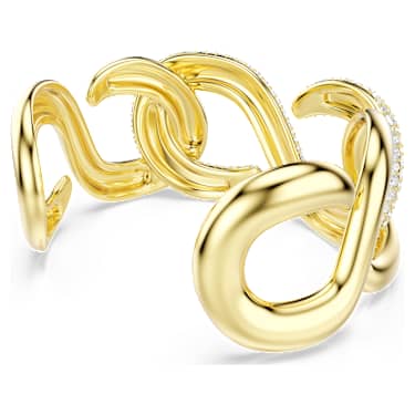 Dextera cuff, Round cut, White, 18K gold finish image 4