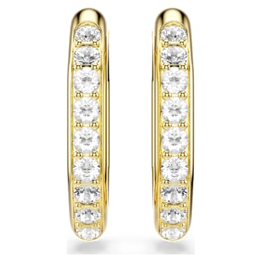 Dextera hoop earrings, Octagon shape, Round cut, Medium, White, 18K gold finish image 2