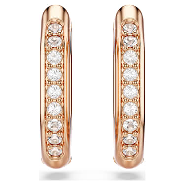 Dextera hoop earrings, Octagon shape, Round cut, Small, White, 18K rose gold finish image 2