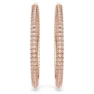 Dextera hoop earrings, Pave, Large, White, 18K rose gold finish image 2