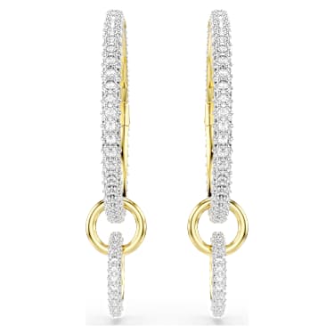 Dextera hoop earrings, Round cut, White, 18K gold finish image 2