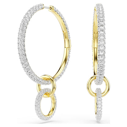 Dextera hoop earrings, Round cut, White, 18K gold finish image 1
