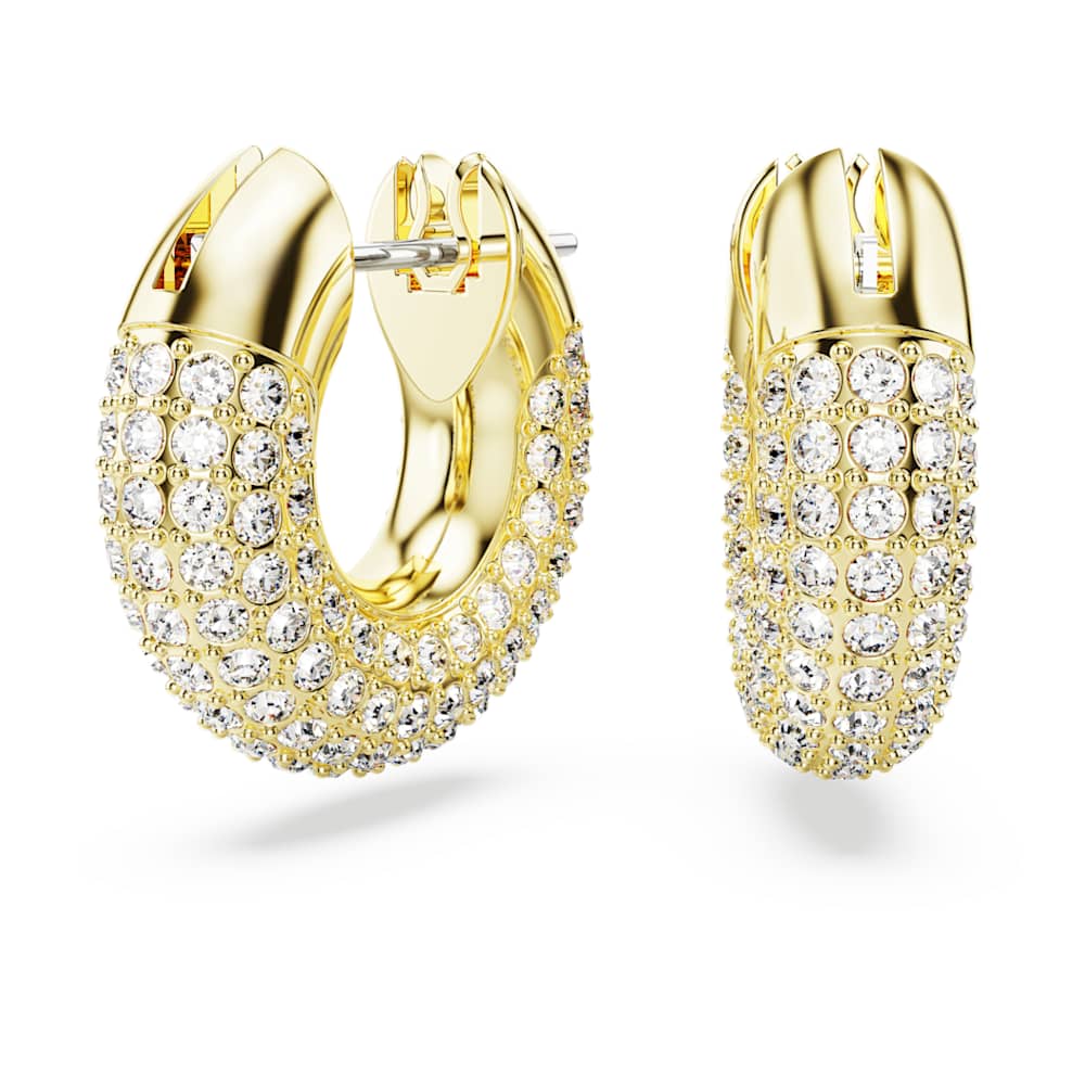 Dextera hoop earrings, Small, White, 18K gold finish image 1