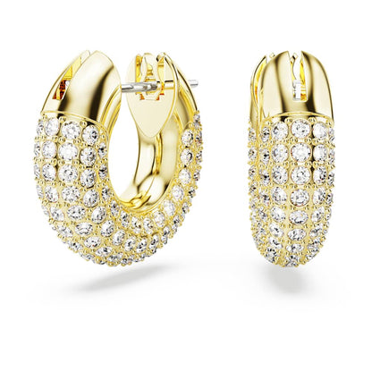 Dextera hoop earrings, Small, White, 18K gold finish image 1