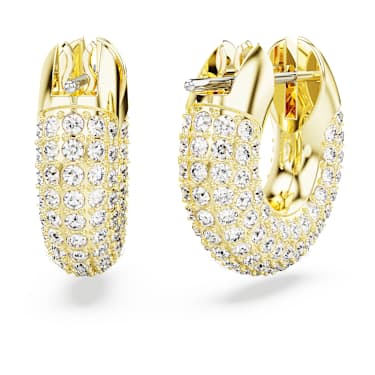 Dextera hoop earrings, Small, White, 18K gold finish image 4