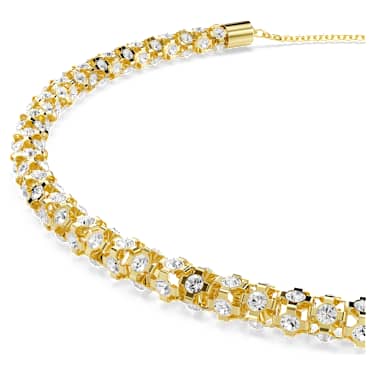 Dextera necklace, Round cut, White, 18K gold finish image 2