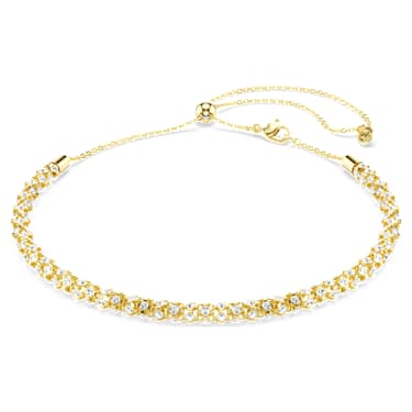 Dextera necklace, Round cut, White, 18K gold finish image 5