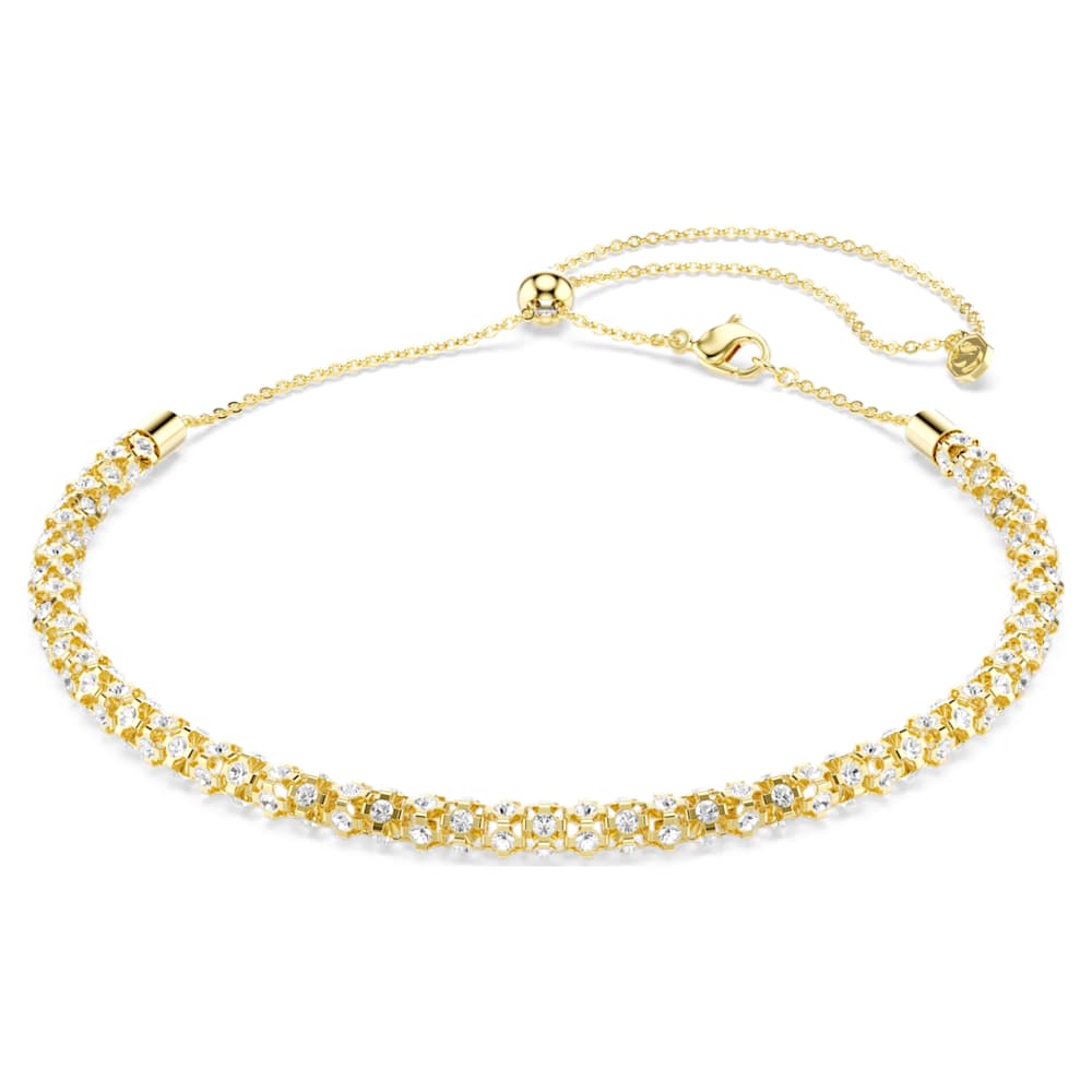 Dextera necklace, Round cut, White, 18K gold finish image 1