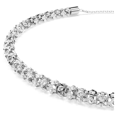 Dextera necklace, Round cut, White, Stainless steel image 2