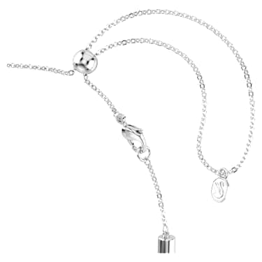 Dextera necklace, Round cut, White, Stainless steel image 3