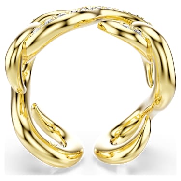 Dextera open ring, Round cut, White, 18K gold finish image 3