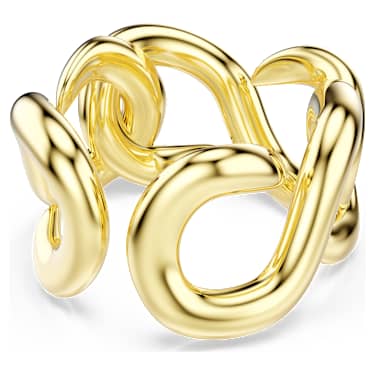 Dextera open ring, Round cut, White, 18K gold finish image 4