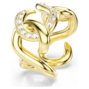 Dextera open ring, Round cut, White, 18K gold finish image 2