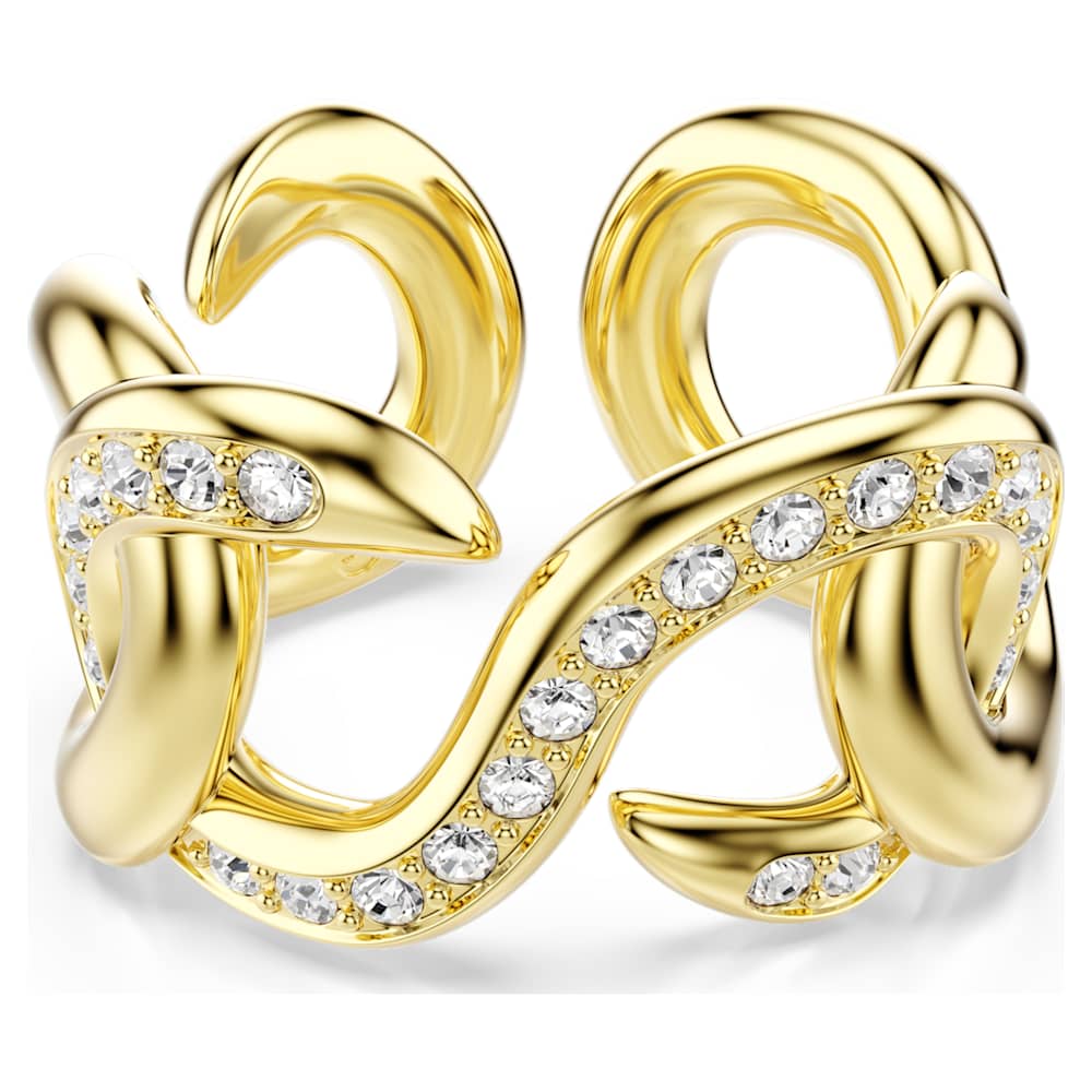 Dextera open ring, Round cut, White, 18K gold finish image 1