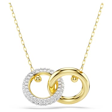 Dextera pendant, Interlocking loop, White, 18K gold finish image 6