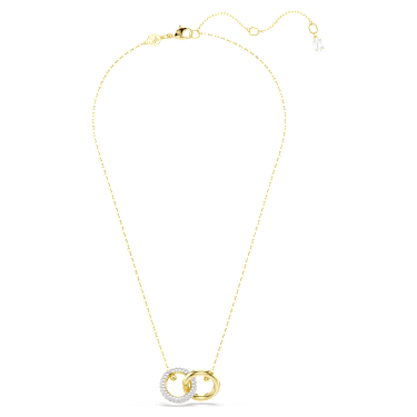 Dextera pendant, Interlocking loop, White, 18K gold finish image 2