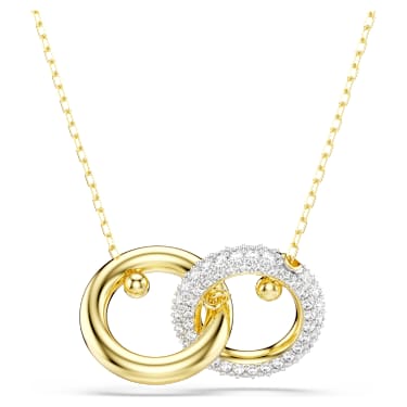 Dextera pendant, Interlocking loop, White, 18K gold finish image 5
