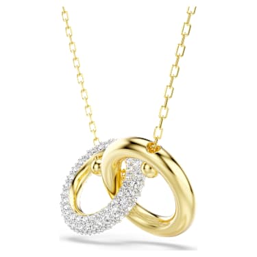 Dextera pendant, Interlocking loop, White, 18K gold finish image 3