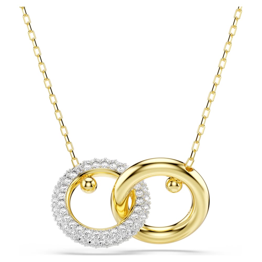 Dextera pendant, Interlocking loop, White, 18K gold finish image 1