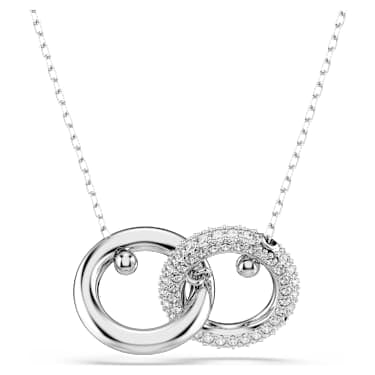 Dextera pendant, Interlocking loop, White, Rhodium plated image 5
