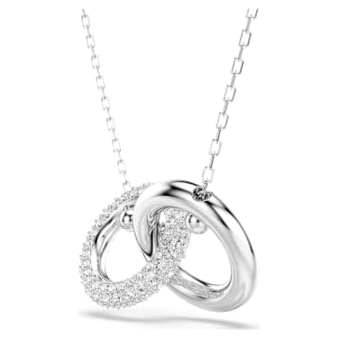Dextera pendant, Interlocking loop, White, Rhodium plated image 3