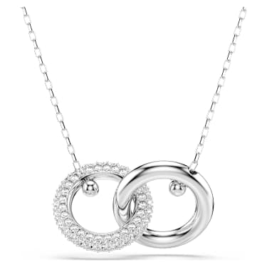 Dextera pendant, Interlocking loop, White, Rhodium plated image 6