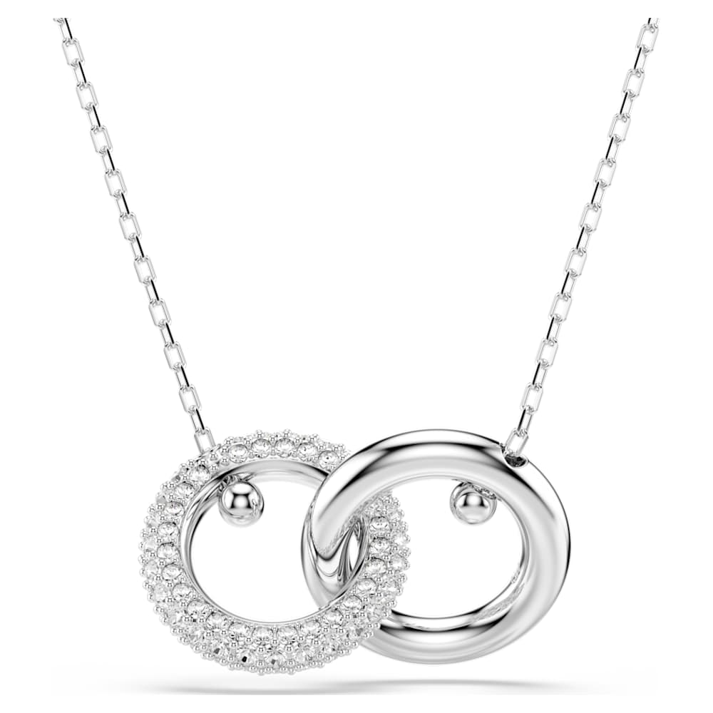 Dextera pendant, Interlocking loop, White, Rhodium plated image 1