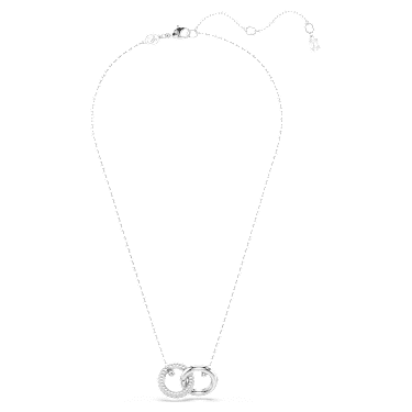 Dextera pendant, Interlocking loop, White, Rhodium plated image 2