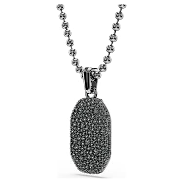 Dextera pendant, Octagon shape, Round cut, Black, Ruthenium plated image 3