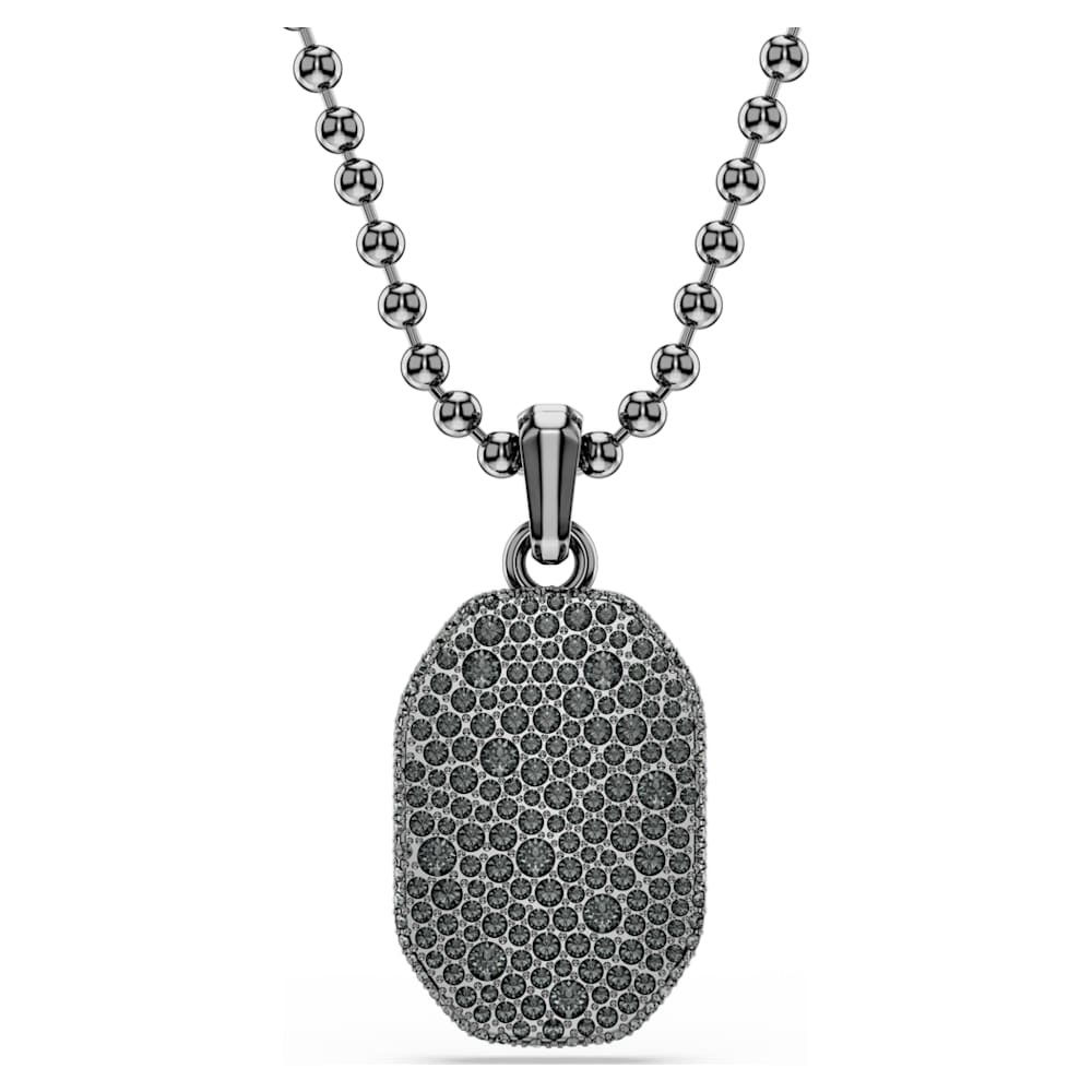 Dextera pendant, Octagon shape, Round cut, Black, Ruthenium plated image 1