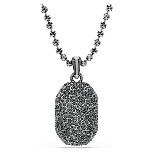 Dextera pendant, Octagon shape, Round cut, Black, Ruthenium plated image 1