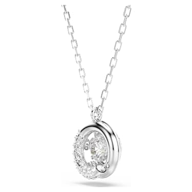 Dextera pendant, Round cut, White, Rhodium plated image 3