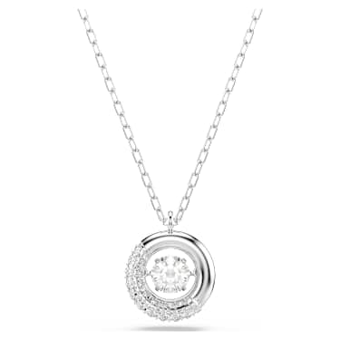 Dextera pendant, Round cut, White, Rhodium plated image 6