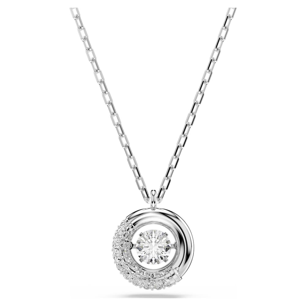 Dextera pendant, Round cut, White, Rhodium plated image 1