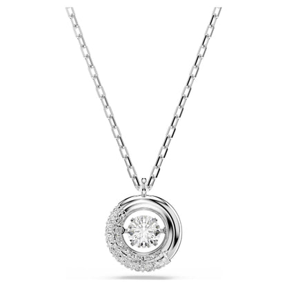 Dextera pendant, Round cut, White, Rhodium plated image 1