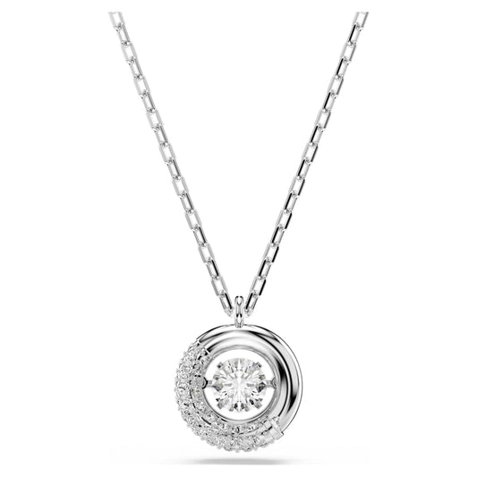 Dextera pendant, Round cut, White, Rhodium plated image 1