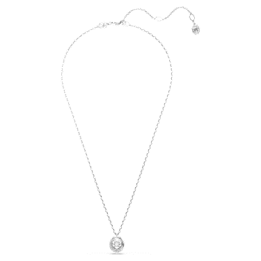 Dextera pendant, Round cut, White, Rhodium plated image 2