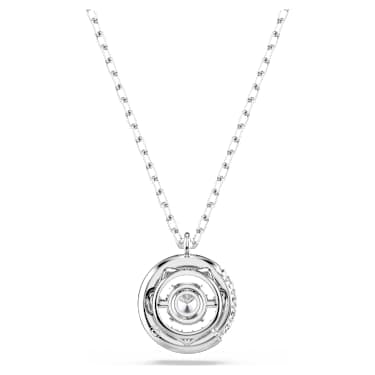 Dextera pendant, Round cut, White, Rhodium plated image 5