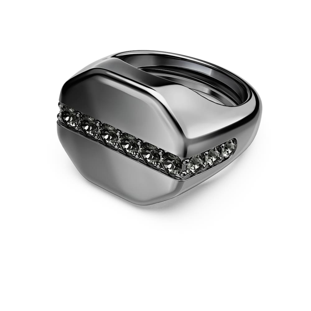 Dextera ring, Octagon shape, Round cut, Black, Ruthenium plated image 1