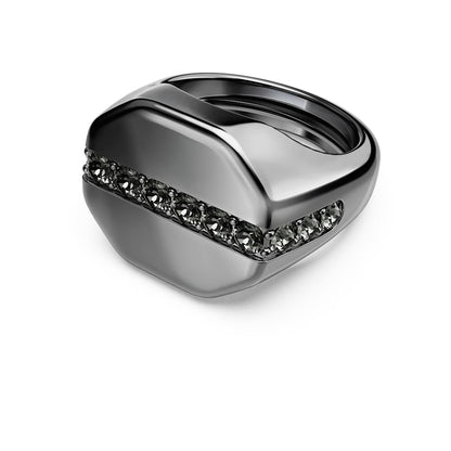 Dextera ring, Octagon shape, Round cut, Black, Ruthenium plated image 1