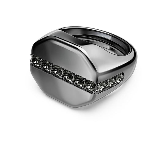 Dextera ring, Octagon shape, Round cut, Black, Ruthenium plated image 1