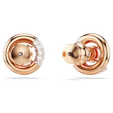 Dextera stud earrings, Round cut, White, 18K rose gold finish image 4