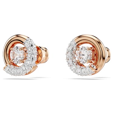 Dextera stud earrings, Round cut, White, 18K rose gold finish image 3
