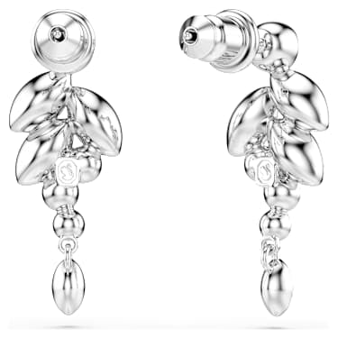 Diapason drop earrings, Mixed cuts, White, Rhodium plated image 4
