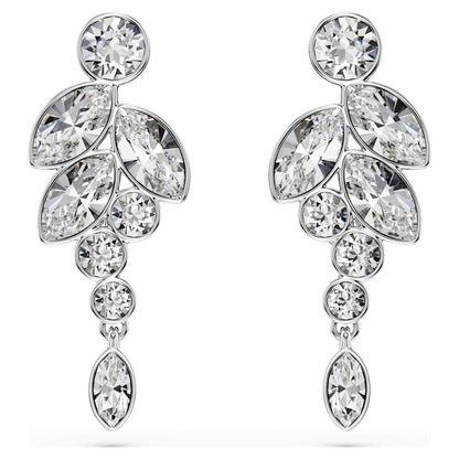 Diapason drop earrings, Mixed cuts, White, Rhodium plated image 1